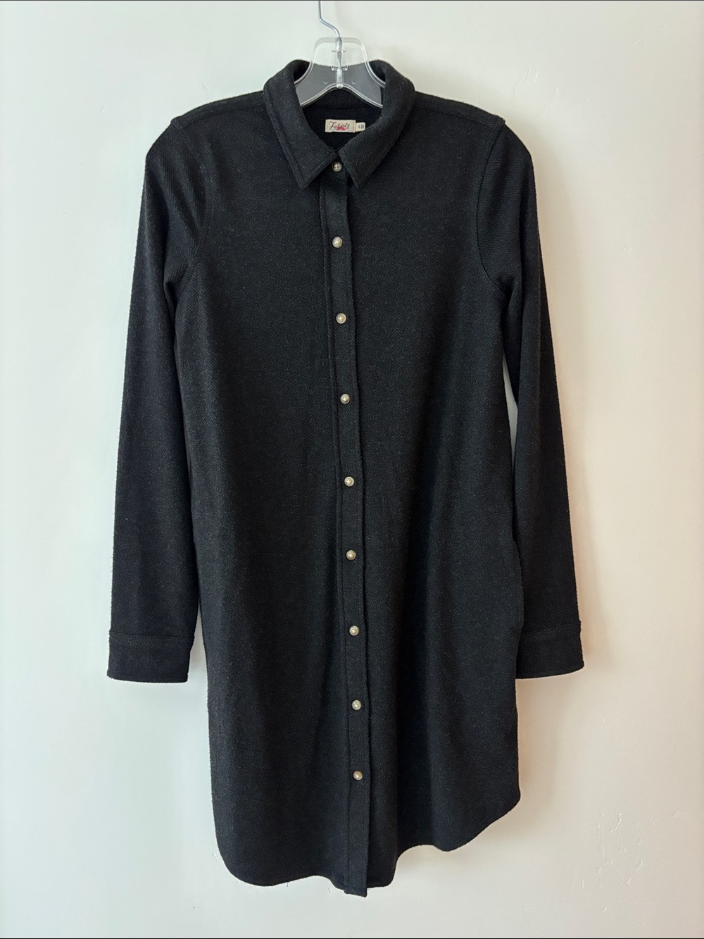 Faherty Black Button-Up Collar Dress
